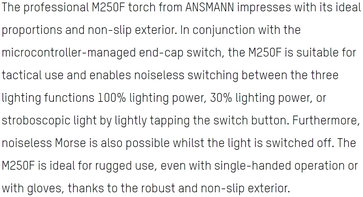 פנס ידני לד אנסמן ANSMANN LED FUTURE M250F 1600-0171 TEXT